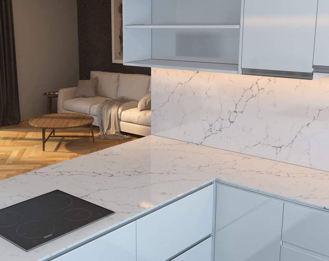 Bianco Napoli Bianco Napoli countertop and backsplash