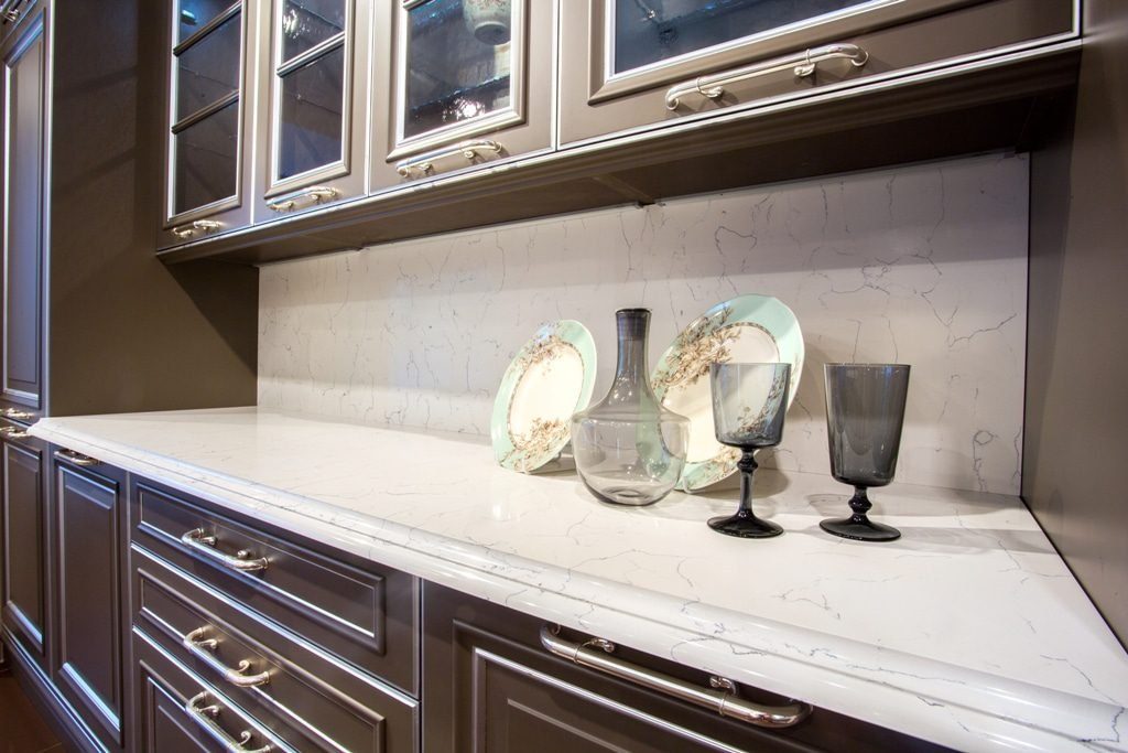White Lightning White Lightning kitchen countertop and backsplash