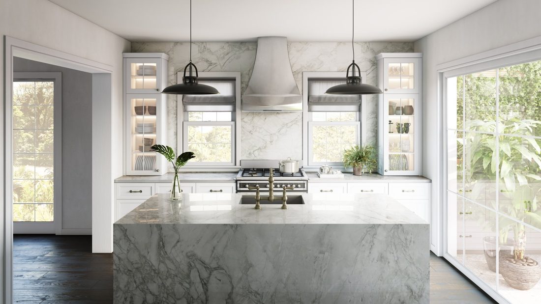 Bergen Bergen kitchen island and backsplash