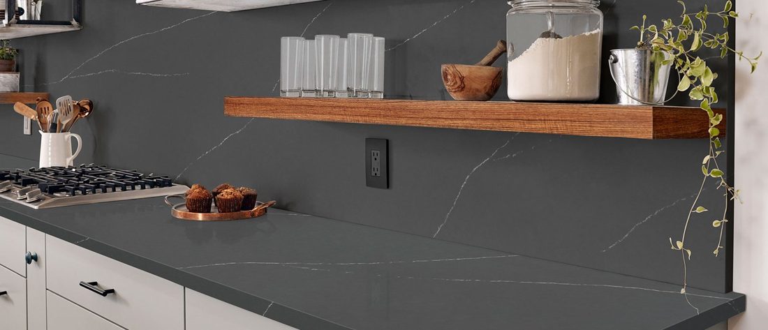 Soapstone Metropolis Soapstone Metropolis countertop and full-height backsplash