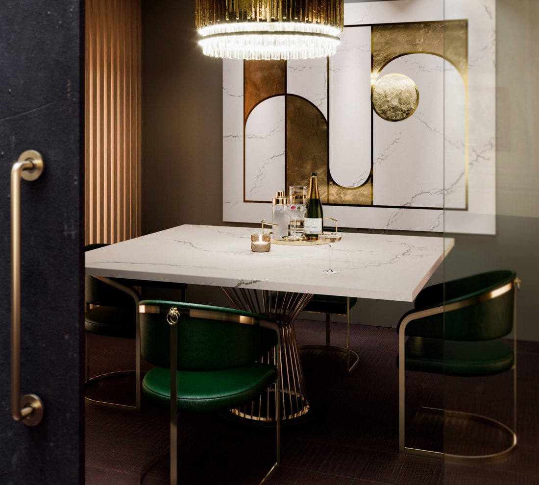 Cambria Berkshire Brass In a room setting