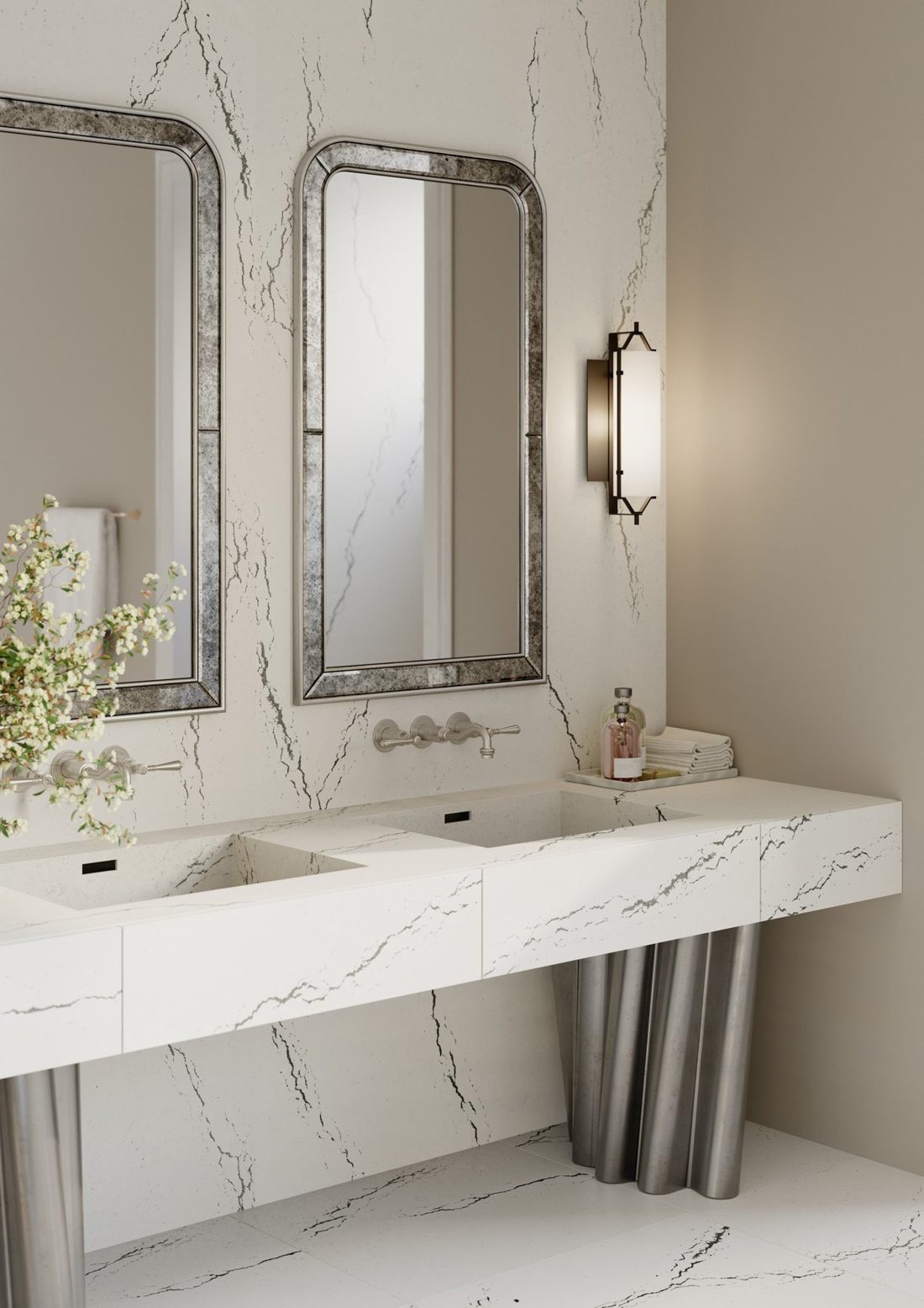 Cambria Berkshire Steel Satin Ridge In a room setting