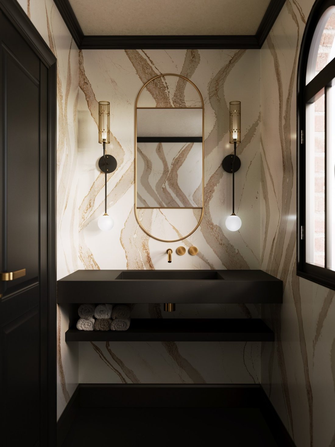 Cambria Brittanicca Gold Cool In a room setting