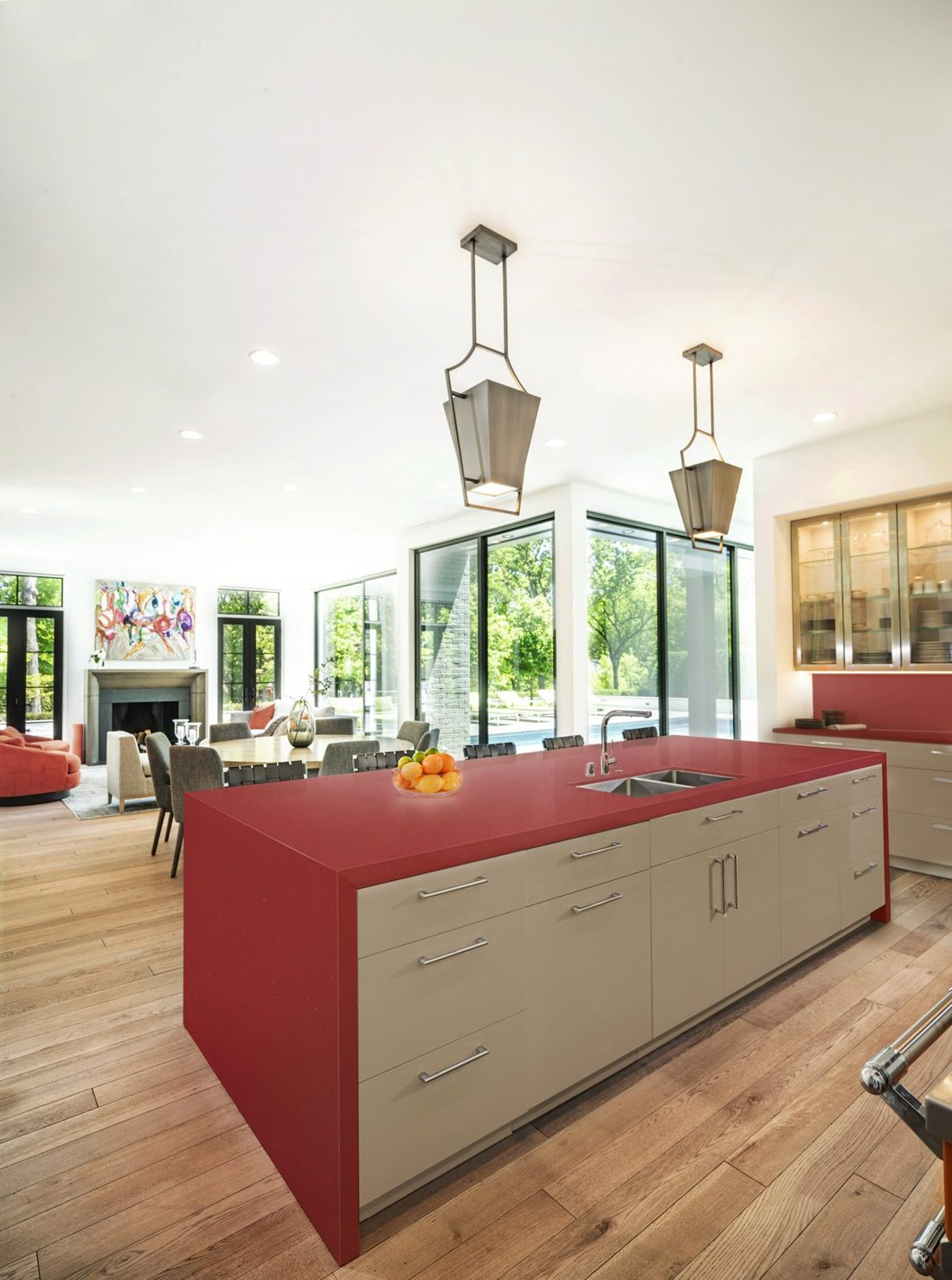 Cambria Cardigan Red In a room setting