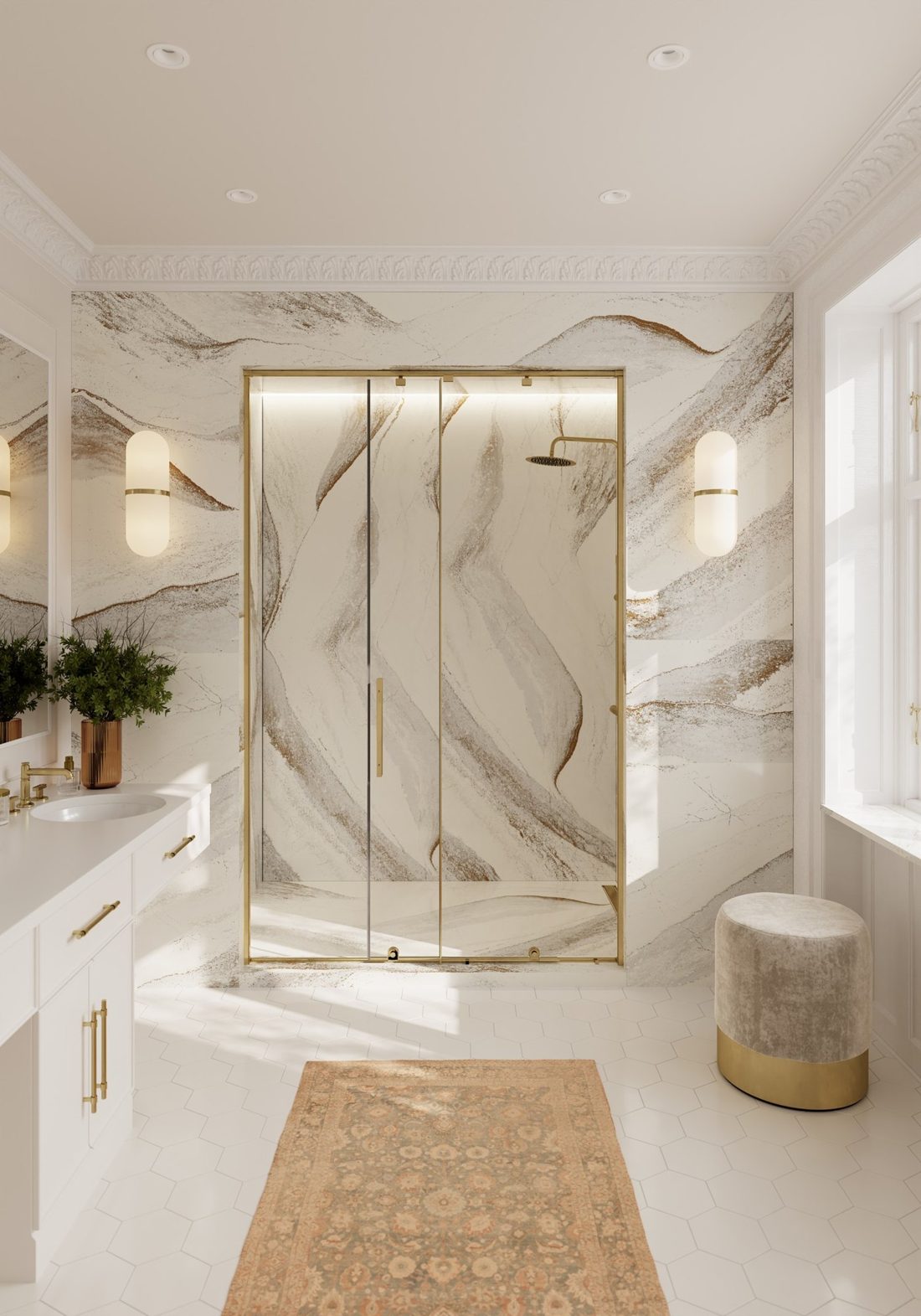 Cambria Windsor Brass In a room setting