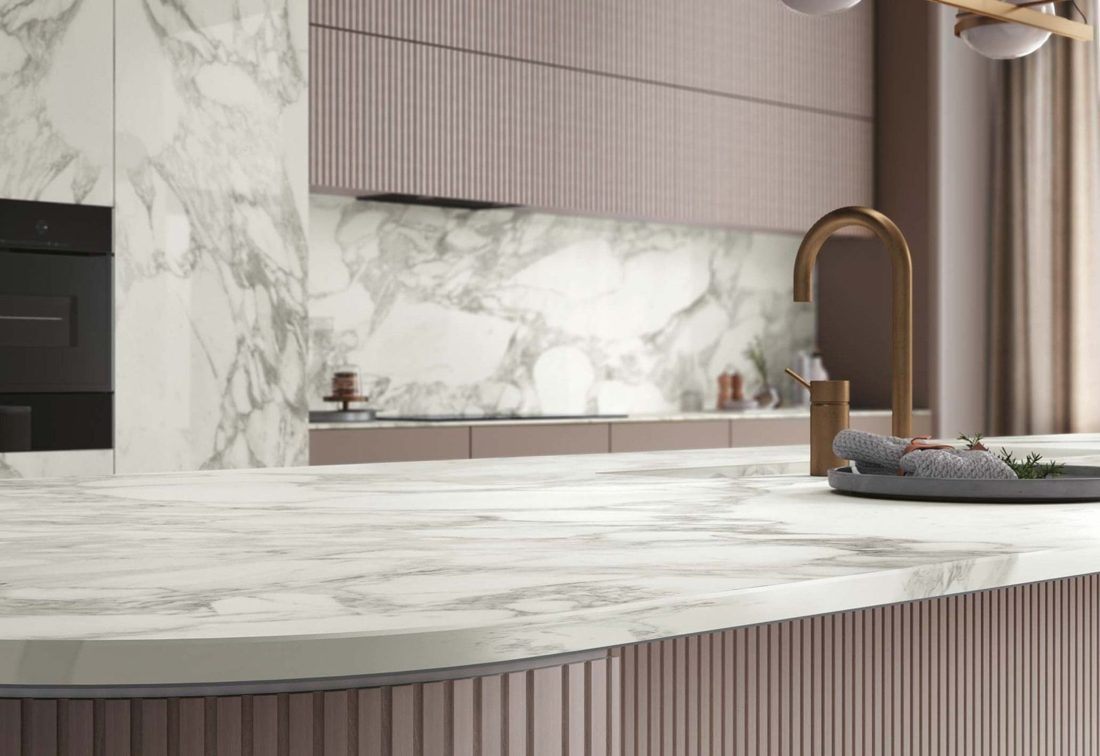 Infinity Calacatta Magnifico Natura Vein In a room setting