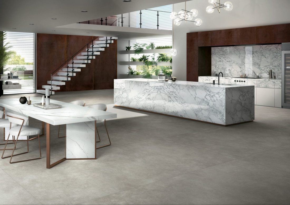 Infinity Concrete Grey In a room setting