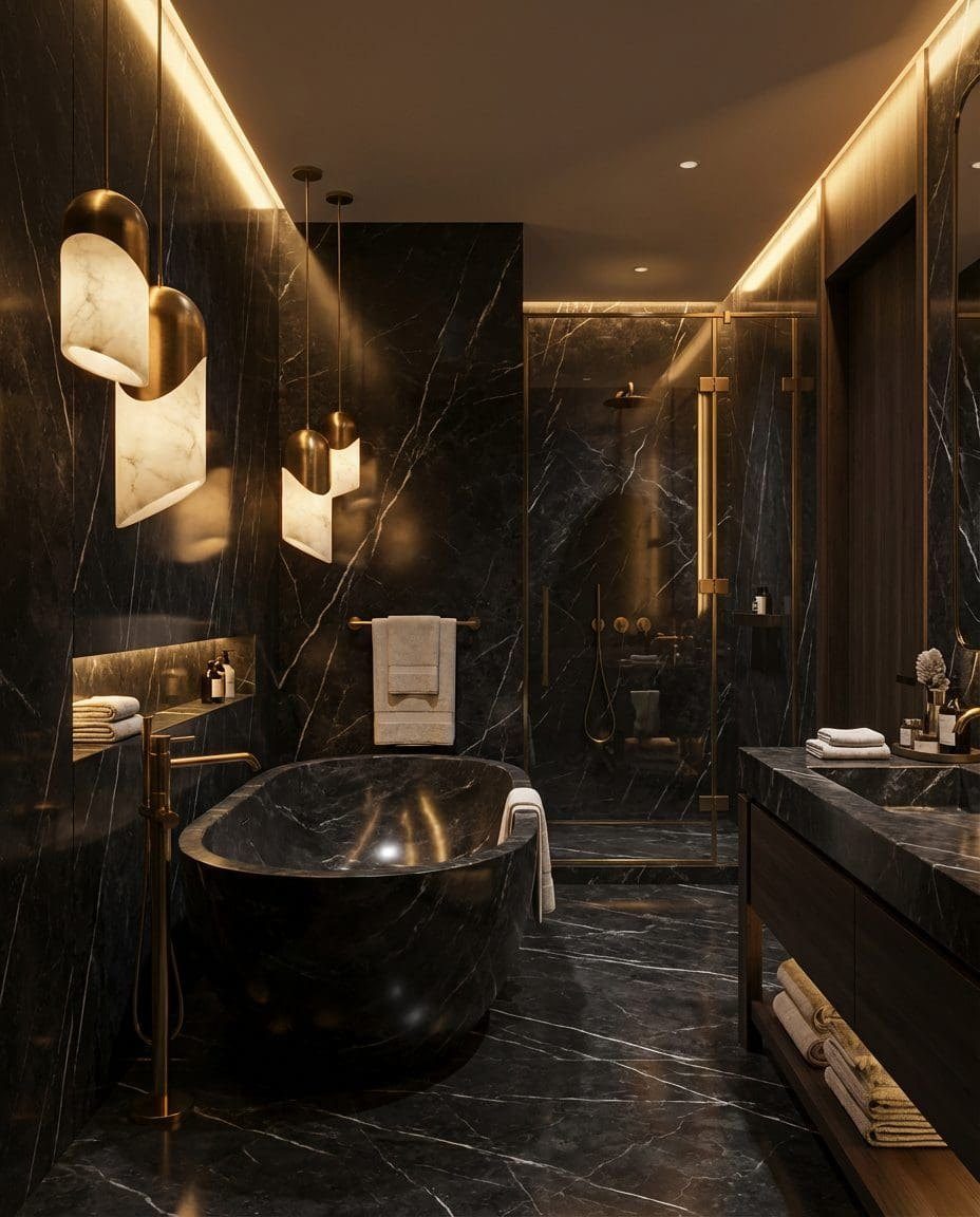 Infinity Nero Marquina In a room setting