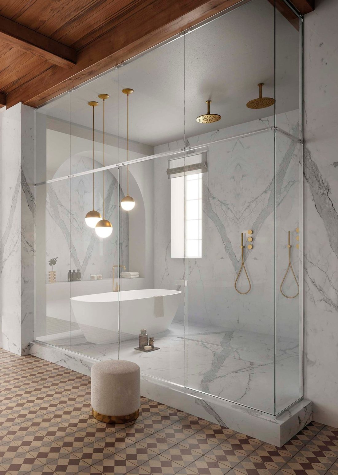 Infinity Statuario Principe Natura Vein In a room setting