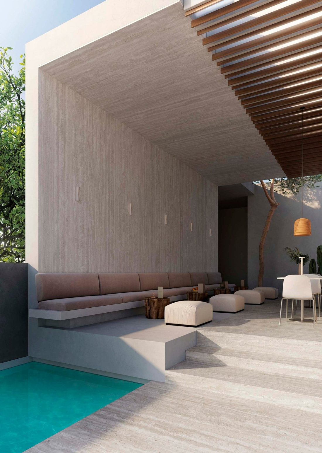 Infinity Travertino Chiaro In a room setting