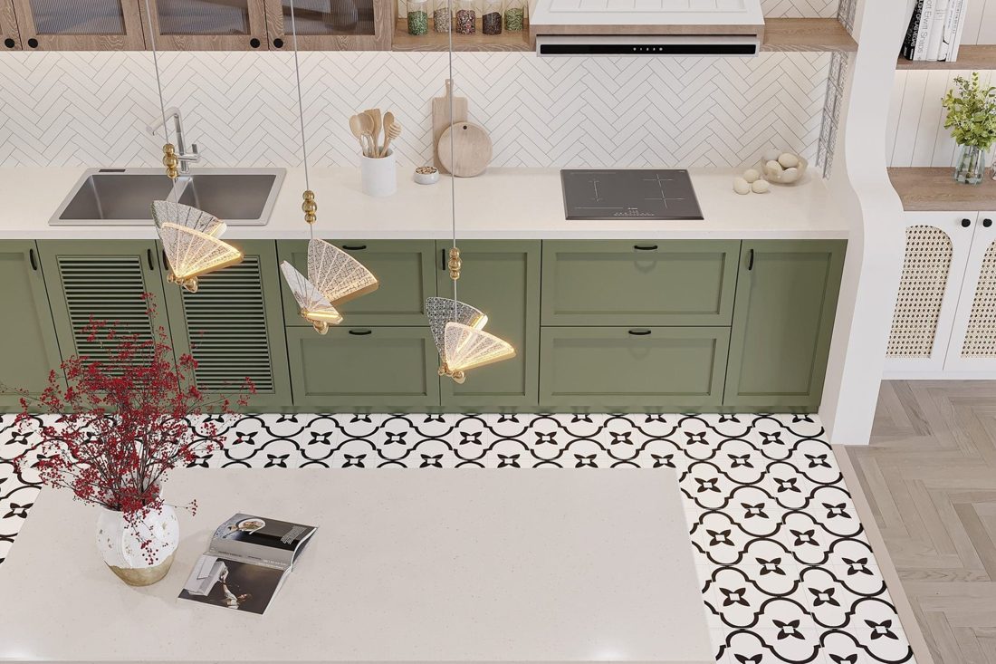 Pompeii Quartz Beach White In a room setting