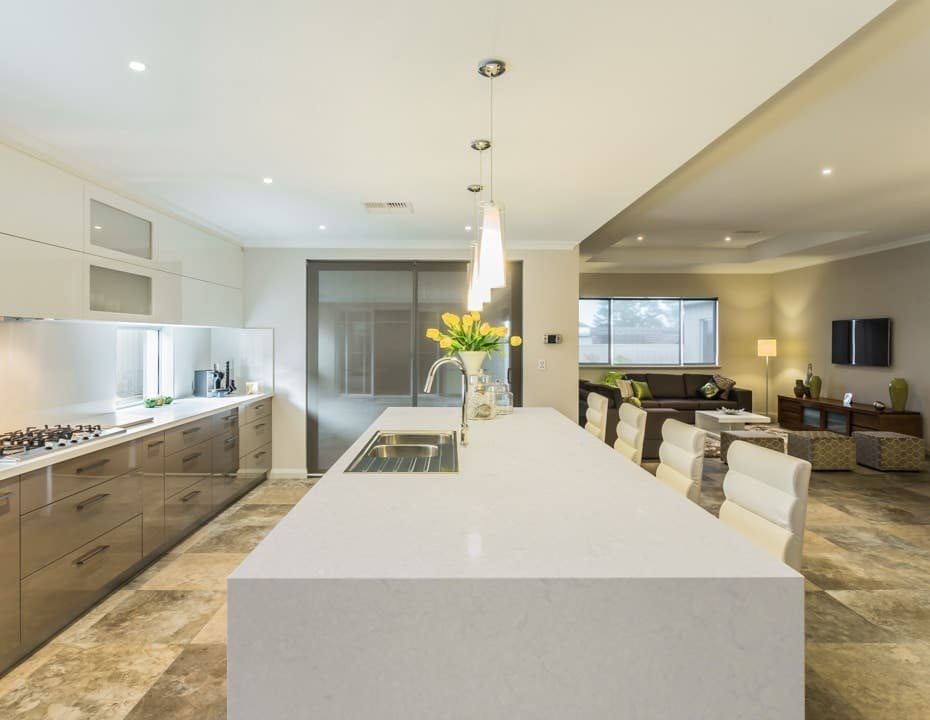Pompeii Quartz Carrara In a room setting