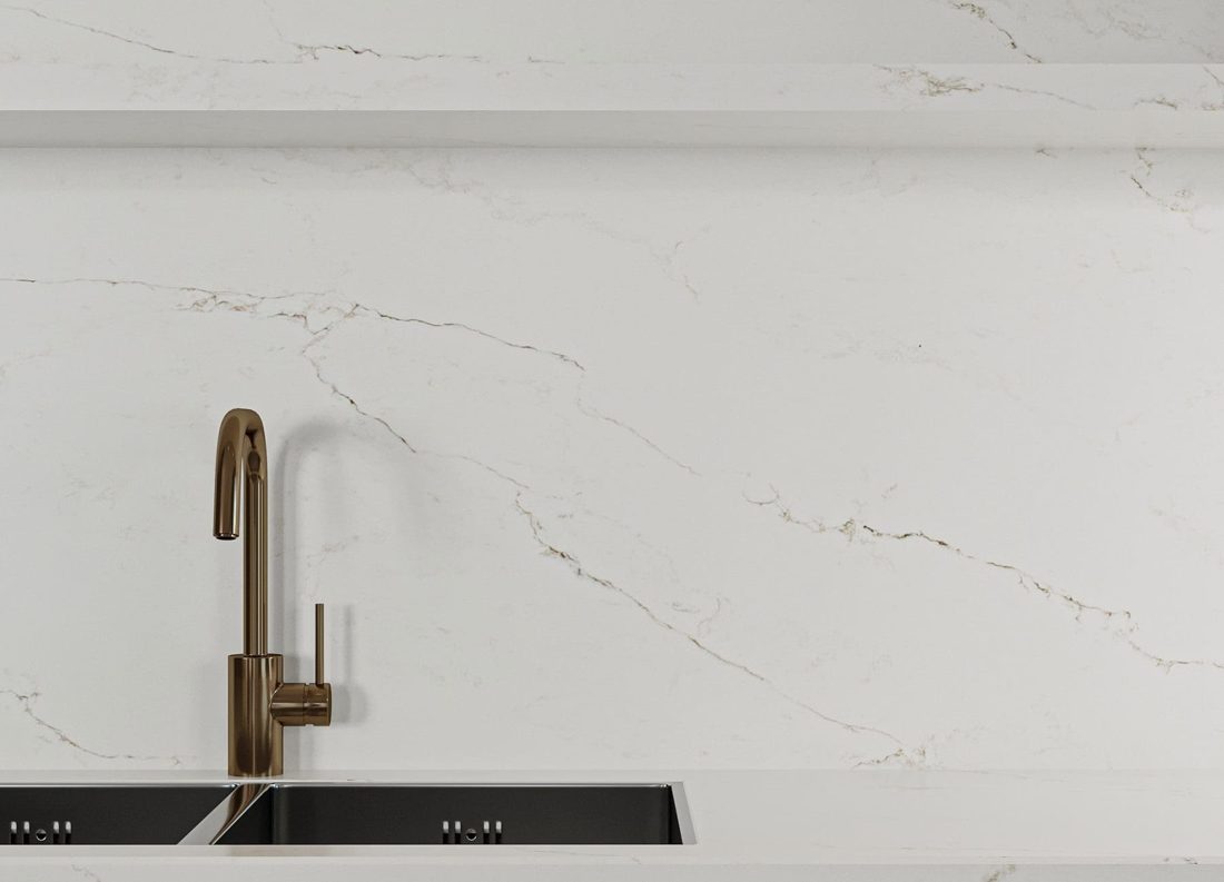 Pompeii Quartz Colorado Ridge In a room setting