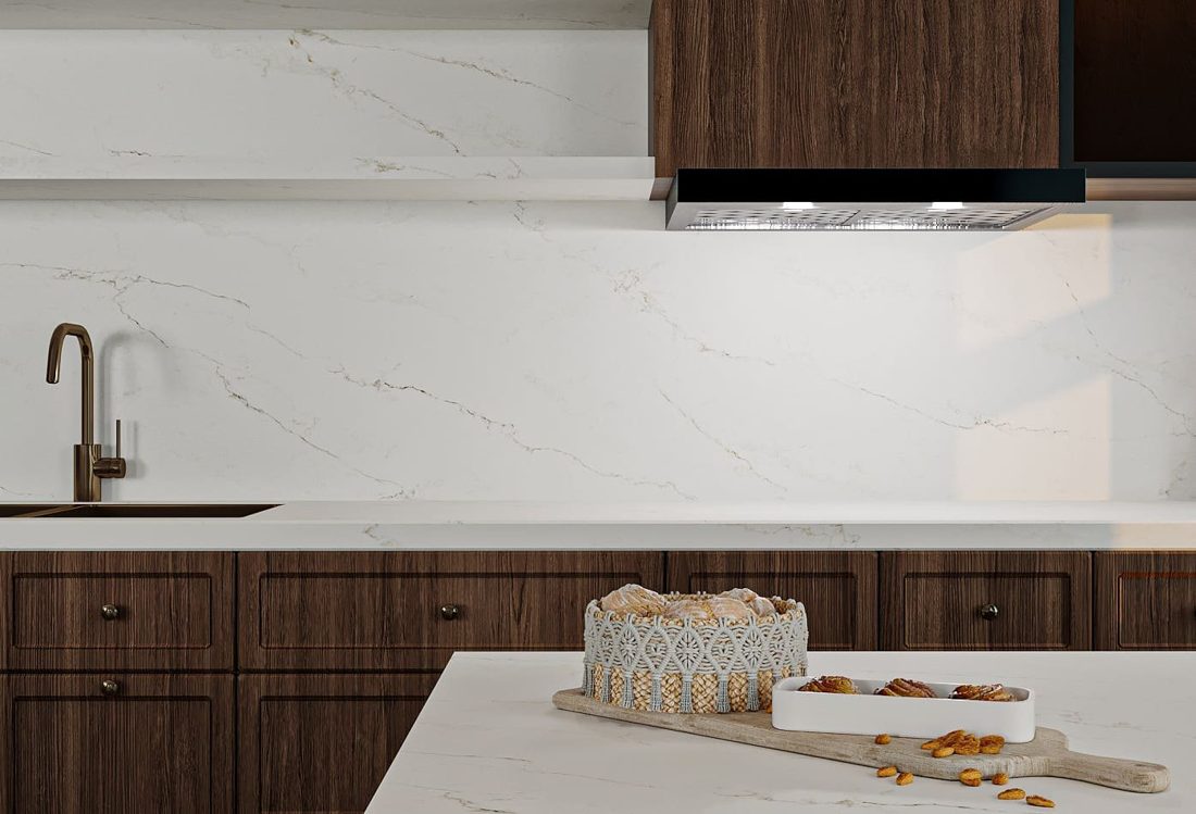 Pompeii Quartz Colorado Ridge In a room setting