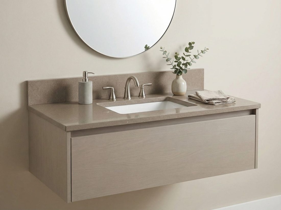 Pompeii Quartz Taupe In a room setting