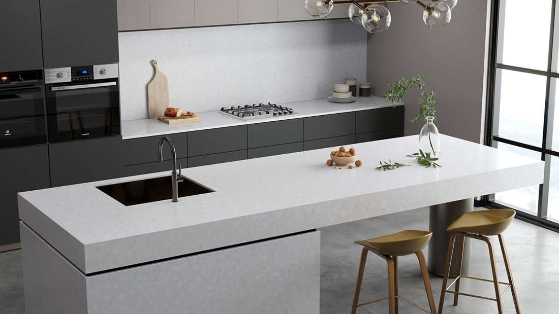 Pompeii Quartz Terreno In a room setting