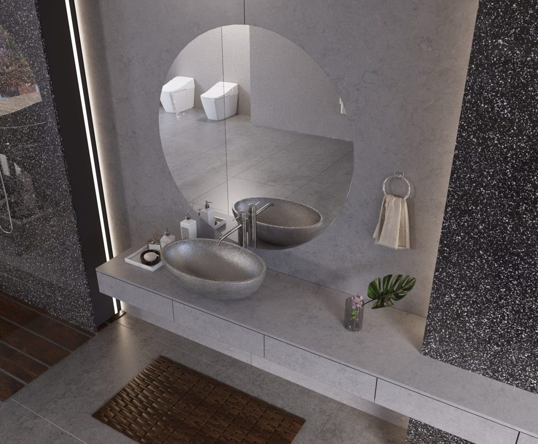 Pompeii Quartz Valley Grey In a room setting