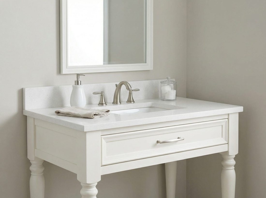 Pompeii Quartz White Mist In a room setting